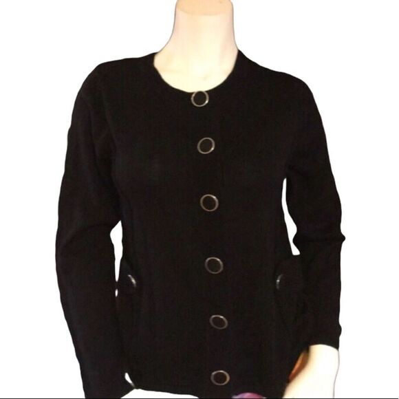 Jenny Black Cardigan Sweater Size SMALL - Picture 1 of 6
